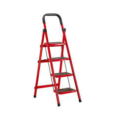 Lightweight 3 Steps Aluminium Ladder Foldable Carbon Steel Red