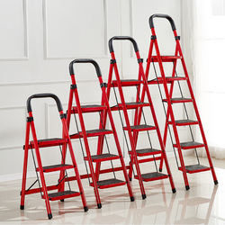 Carbon Folding Step Ladder Red 4 Steps Aluminium Ladder