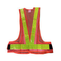 100% Polyester Fiber Mesh Reflective Stripe Vest Common Orange Reflective Film